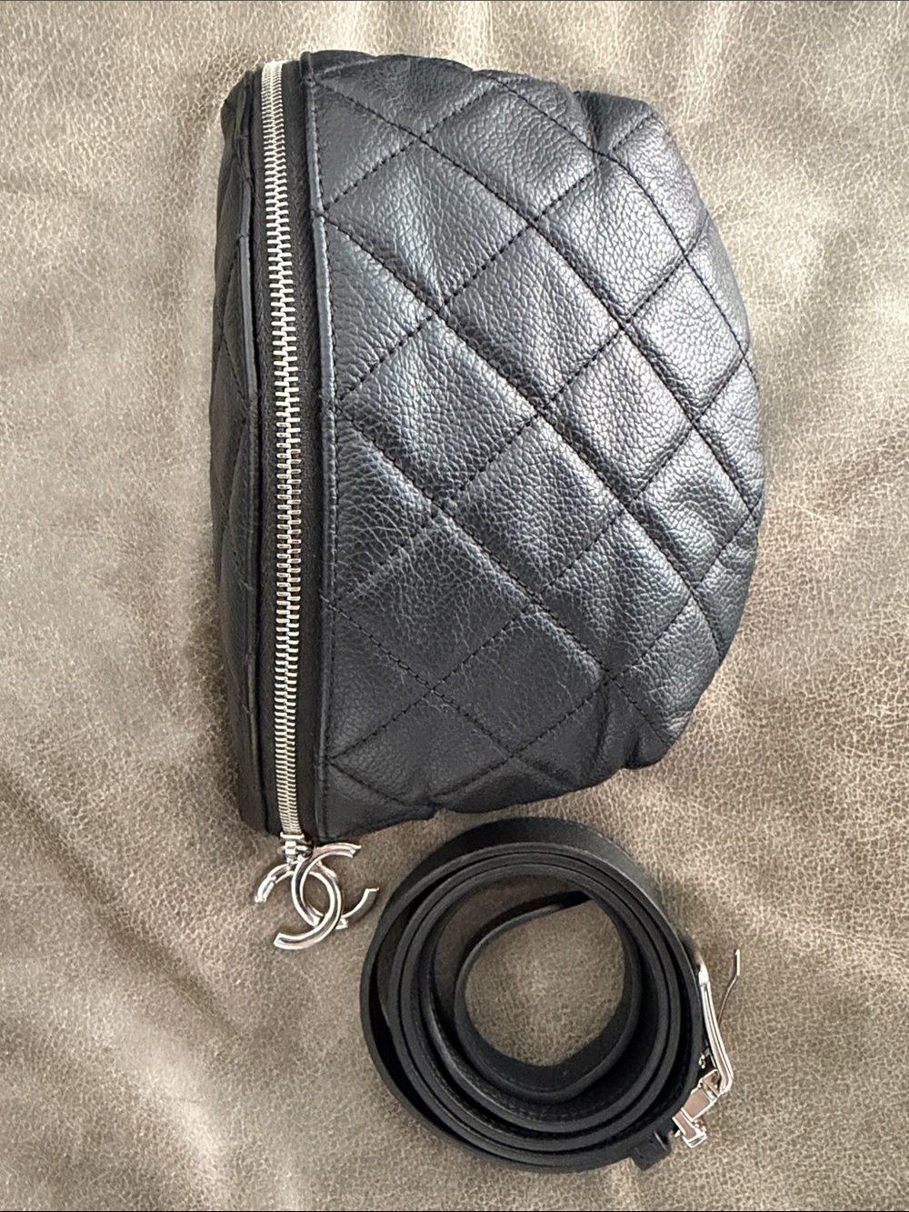 Chanel Grained Calfskin Quilted Black Uniform Waist Belt Bag Fanny Pack - Picture 17 of 17